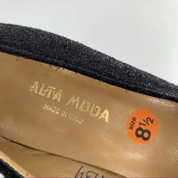 Alta Moda heels sz 8.5 charcoal gray chunky square toe 90s Y2k holiday vintage - Picture 12 of 13